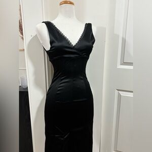 Vintage Bebe Black Lace-Trimmed Dress